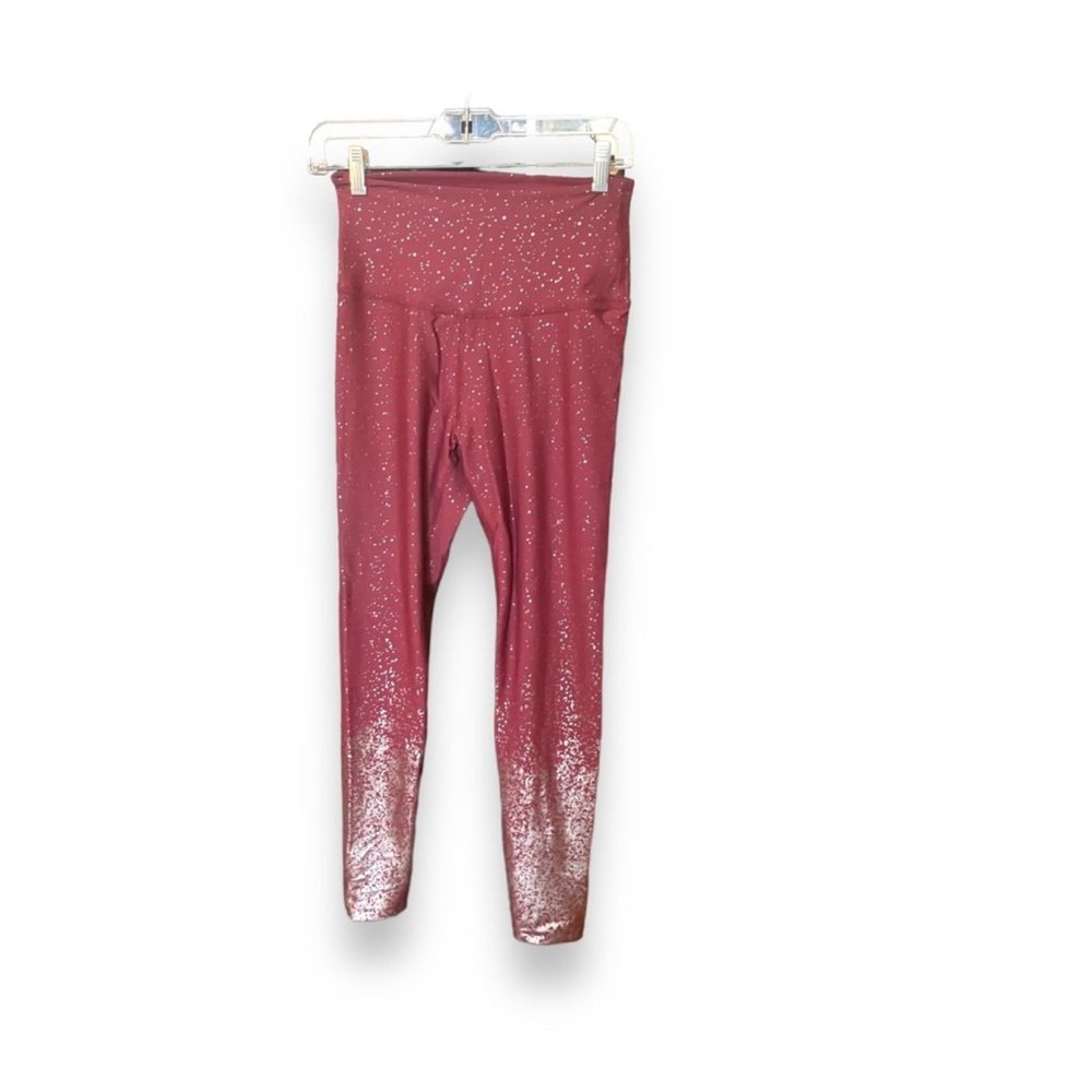 Beyond Yoga Leggings Pink Burgundy Silver Highlights Sz Jr Small